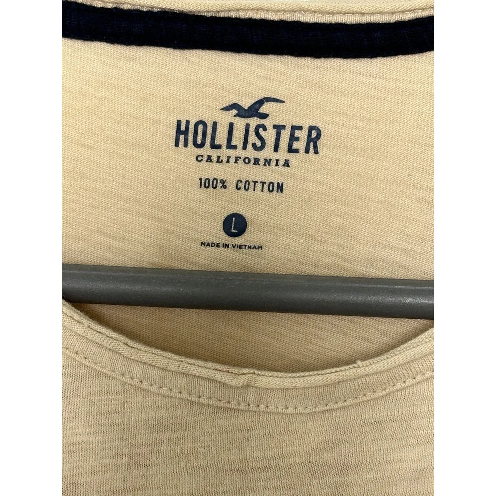 Hollister California Men's Size Large Tan Heathered Logo T Shirt Cotton - Picture 3 of 8